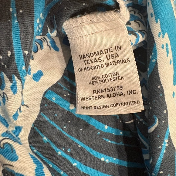 Men’s Western Aloha Wave Print Pearl Snap Shirt XXL Hawaiian Surf Button Up - Picture 9 of 13